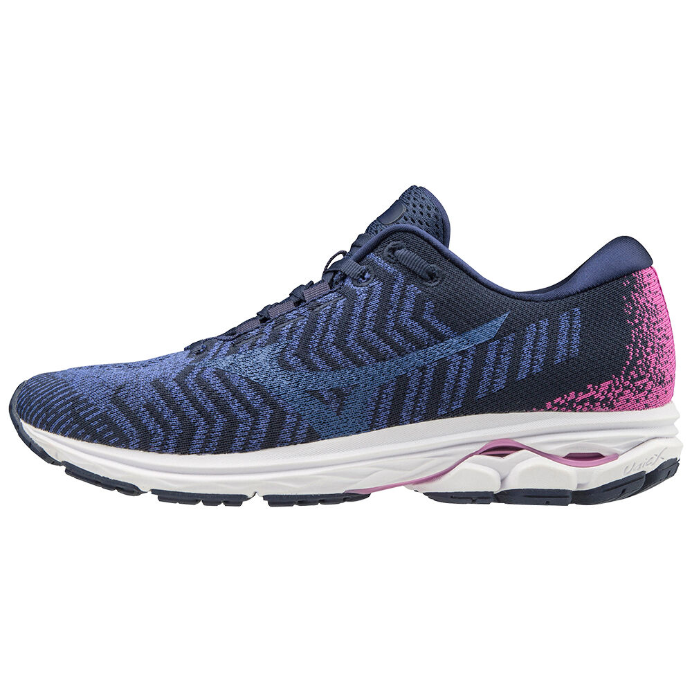 Mizuno WAVE RIDER WAVEKNIT3 - Bayan Koşu Ayakkabısı - Mavi/Pembe Türkiye (BLSDUP-617)